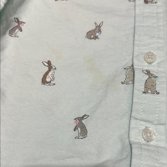 Janie and Jack, boys Mint Green Bunny Print Shirt - Picture 3 of 5